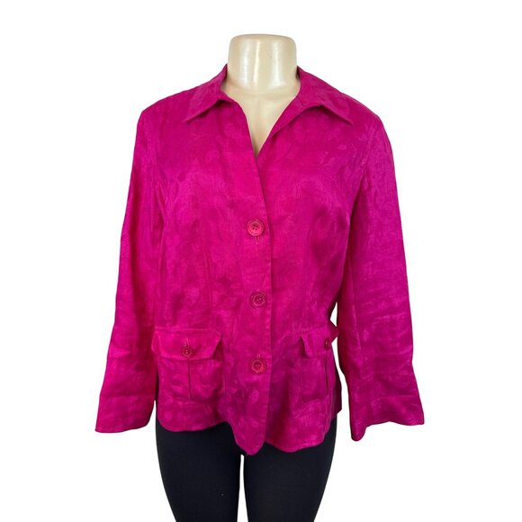 Jones New York Collection Women's Pink Textured Button-Front Blazer Jacket Sz 8 - Picture 1 of 8